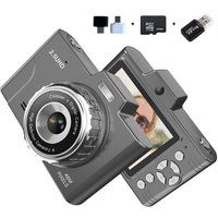 Aiorber Digitale camera, dubbele camera, 4800W, 2,8" IPS-scherm, 8x zoom, 32 GB, met flitser, zwart
