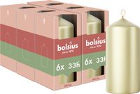Bolsius - Gladde Stompkaars - Metallic Wit Zilver - 6 stuks - 12 cm