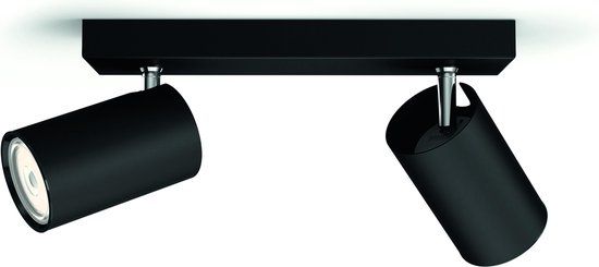 Philips LED Philips Kosipo Opbouwspot - 2-lichts - Zwart - GU10 - Dimbaar