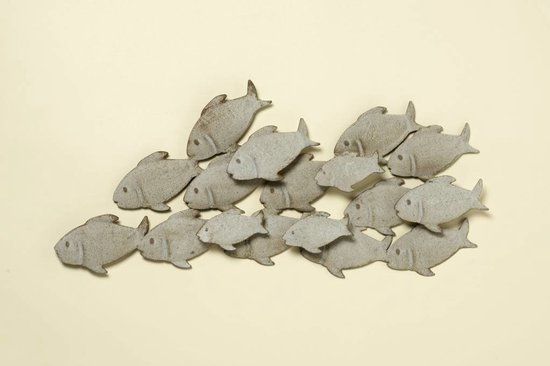 Wanddecoratie Metaal Vissen Guppy Licht Grijs 62 x 28 cm