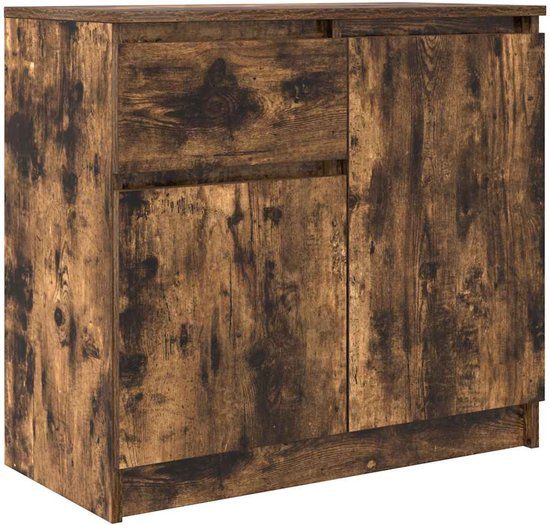 vidaXL Dressoir met lade 71x35x65 cm spaanplaat gerookt eikenkleurig