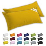 Lavea® Zijslaapkussenslopen 40x145 cm Set van 2 – Kussenhoezen van 100% Zachte en Ademende Jersey Katoen met YKK Ritssluiting – Goudgeel