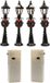 Lumineo Kerstdorp Lantaarns/Lantaarnpalen - 4x Stuks - 12 cm - Kunststof - Multi - Batterij