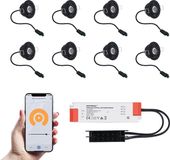 HOFTRONIC Set van 8 Sienna Smart LED Mini Inbouwspots - Veranda spots - 12V 3W 200lm - Dimbaar - Kantelbaar - Wifi & Bluetooth - 2700K - IP44 - Zwart