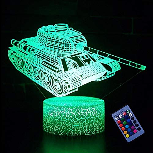 YTDZLTD Creatieve 3D Tank Nachtlampje - 16 Kleuren - USB - Kinderen - Kerstcadeau