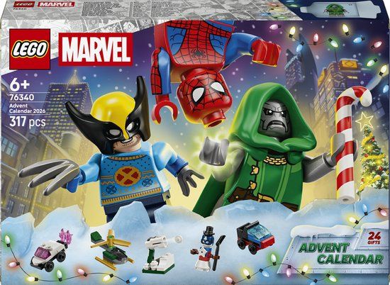 Top1Toys LEGO® ǀ Marvel Adventskalender 2026 - Superheldenspeelgoed - 6 Minifiguren Waaronder Spider-Man, Iron Man, Ghost-Spider, Captain America - Kerstcadeau voor Kinderen Vanaf 6 Jaar - 76340