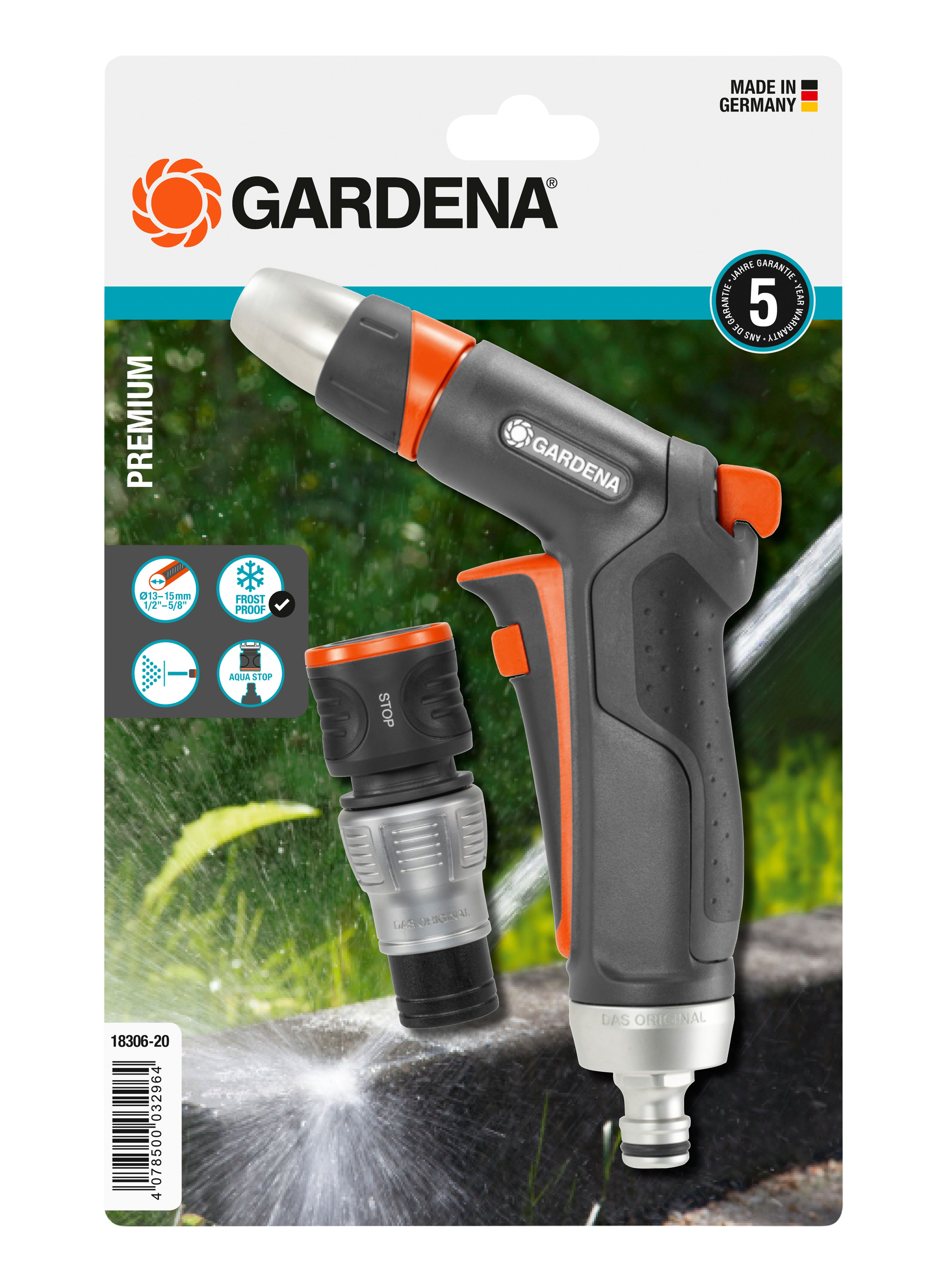 Gardena 18306-20 Premium Cleaning Nozzle Set - Nozzle set - Black, Grey, Orange, Silver