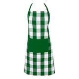DII Klassieke boerderij chef-kok schort, katoen, groen en wit, eenheidsmaat