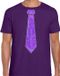 Bellatio Decorations Chemise pour hommes - cravate paillettes violet - violet - carnaval - fête ringard XXL