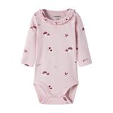 NAME IT BABY katoenen romper met ruches en print - roze