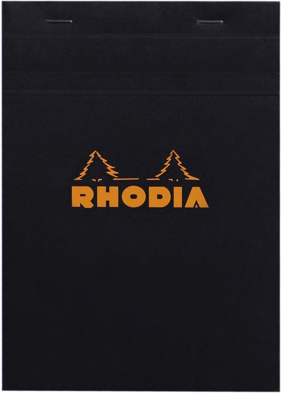 Rhodia Notitieblok - Schrijfblok - N16 - A5 - Ruitjes 5x5 mm - 80g - Zwart - 80 vel