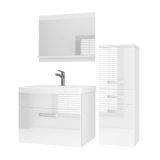 B BELINI GROUP BELINI Badkamermeubel Set PRI P2 - Badmeubelset 90 cm Wit Hoogglans met Wastafel en Spiegel - Wandmontage