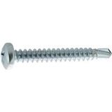 Viswood Vis Autoperceuses Tête Cylindrique Empreinte Phillips Acier Zingué Blanc Entièrement Filetées, Diamètre 6,3 mm, Longueur 31,7 mm