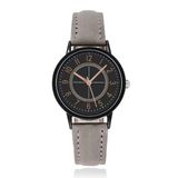 LGT JWLS LGT Modern herenhorloge met grijze leren band en zwarte wijzerplaat