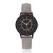 LGT JWLS LGT Modern herenhorloge met grijze leren band en zwarte wijzerplaat
