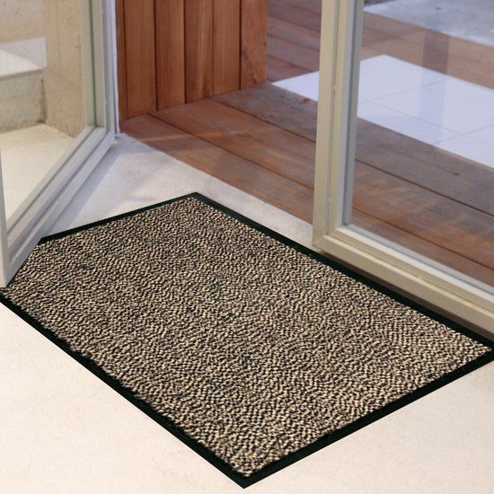 Deurmat Droogloopmat Laagpolig XXL 60 x 80 cm - Bruin Gestreept