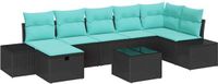 vidaXL Tuinbank - Set - 8 - st - Zwart - poly - rattan