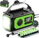 Merkloos Noodradio - Draagbare noodradio - 12000mAh 2 zonnepanelen, Zonnesolar/handkraan, AM/FM, telefoonlader, LED zaklamp, SOS-alarm, Geschikt voor kamperen, buiten, nood (Groen)