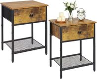 Merkloos Relaxdays Nachtkastje set van 2 - 55x40x30 cm - met lade - industrieel - bruin-zwart