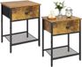 Merkloos Relaxdays Nachtkastje set van 2 - 55x40x30 cm - met lade - industrieel - bruin-zwart