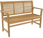 Lesliliving Bank Teak Stripe 142cm - Stapelbare Tuinbank met Rechte Lijnen