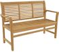Lesliliving Bank Teak Stripe 142cm - Stapelbare Tuinbank met Rechte Lijnen