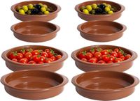 CM Tapas serveerschalen set - 4x D10 cm en 4x D15 cm - rond - terracotta Spaans ovenschaaltjes