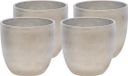 Mega Collections Plantenpot/bloempot - 4x - keramiek - zilver - D11 x H10 cm