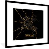 Merkloos / Sans marque PosterMonkey B.V. Poster in lijst - Fotolijst 40x40 cm - Kaart Dublin - Goud - Zwart