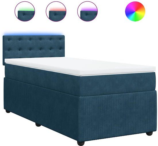 vidaXL Boxspring met matras fluweel blauw 100x200 cm