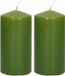 Trend Candles Bougie cylindrique/bougie tronc - 2x - vert olive - 6 x 12 cm - 40 heures de combustion