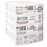 GRATIS PLASTIC L/4 CAJ STYLO 355 x 265 x 350 Wit en Front Glas Dec. teksten, Kunststof, Neutraal, Klein