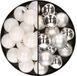 Decoris Kaemingk B.V. 32x kunststof kerstballen mix wit/zilver 4 cm