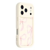 Coque TPU antichoc élégante iPhone 17 Pro Max avec bords relevés - Blanche / Gros nœud