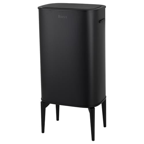 Bayt Prullenbak op pootjes - Prullenbak 60 Liter vuilniszakken - Vuilnisbak - Afvalbak - RVS - Zwart - 53L