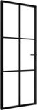 vidaXL Binnendeur 76x201,5 cm ESG-glas en aluminium zwart