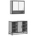 vidaXL Ensemble de meubles de salle de bain 2 pièces, gris, chêne, métal, bois, 80 x 33 x 60 cm