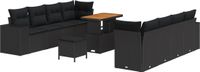 vidaXL Tuinbank Set 11-delig Zwart Polyrattan