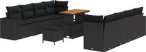 vidaXL Banc de jardin 11 pièces Noir Polyrotin