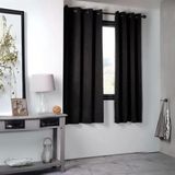 HomeMaison Verduisteringsgordijn 135x250 cm Zwart Polyester Ringen 100% Verduisterend