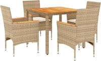 vidaXL 5-delige tuinset met kussens, polyrattan, acaciahout, beige