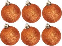Cosy & Trendy Kerstballen - 6x st - oranje - glitters - D8 cm - kunststof