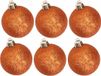 Cosy & Trendy Kerstballen - 6x st - oranje - glitters - D8 cm - kunststof