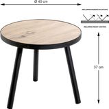 PRAKTIMEUBEL Bijzettafel Metaal Zwart / Eiken Imitatie H 37cm / DIAM 40cm