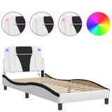 VidaXL Bedframe "Viana" met LED zonder matras Wit en Zwart 90x190 cm