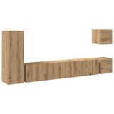 vidaXL 5-delige TV-meubelset Wandmontage Bewerkt Hout Artisanaal Eiken