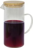 Gerimport Sapkan/schenkkan karaf met deksel - 1.5 liter/1500 ml - transparant - glas - bamboe deksel