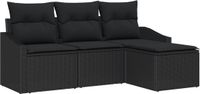 vidaXL Bankstel 4-delig Zwart Polyrattan