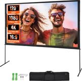 Écran de projection sans marque - Écran de projecteur - Avec trépied - Toile de projection - Écran de projecteur - Sac de rangement - 120 pouces - 4K - Angle de vision 160 degrés