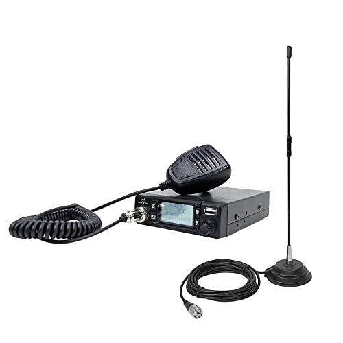 PNI CB Escort HP 9700 USB Radio en CB Extra 40 Antenne met magnetische voet, 12V/24V voeding, sigarettenaansteker plug meegeleverd